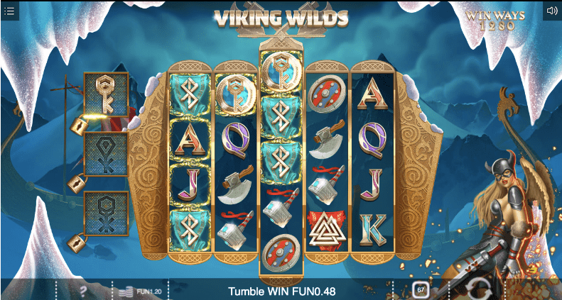 Wild symbols expands the reel in Viking Wilds slot game.