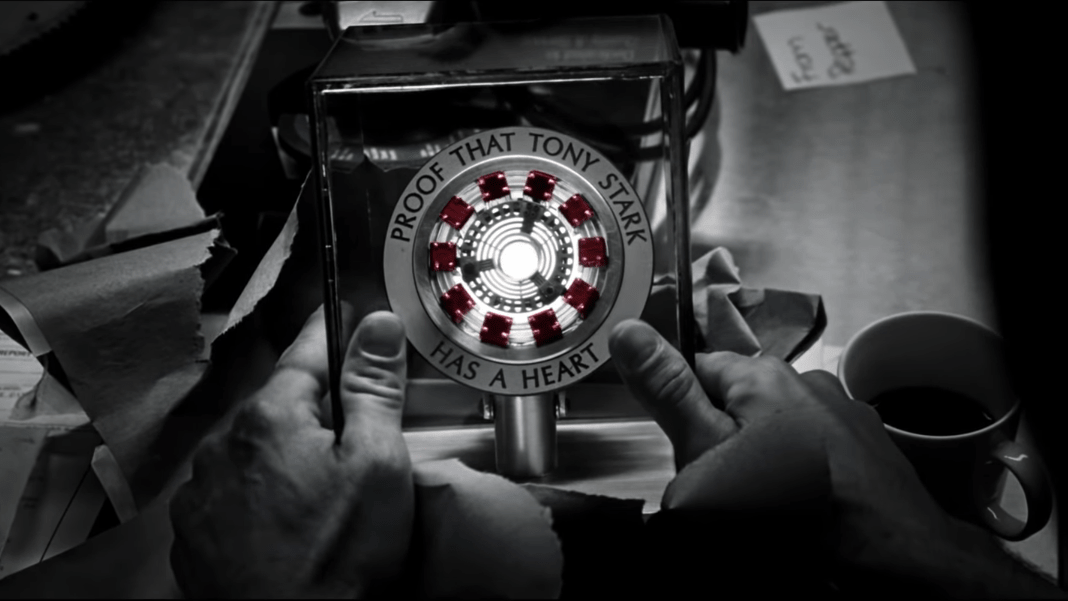 Still from Avengers: Endgame trailer that shows Tony Stark's heart.