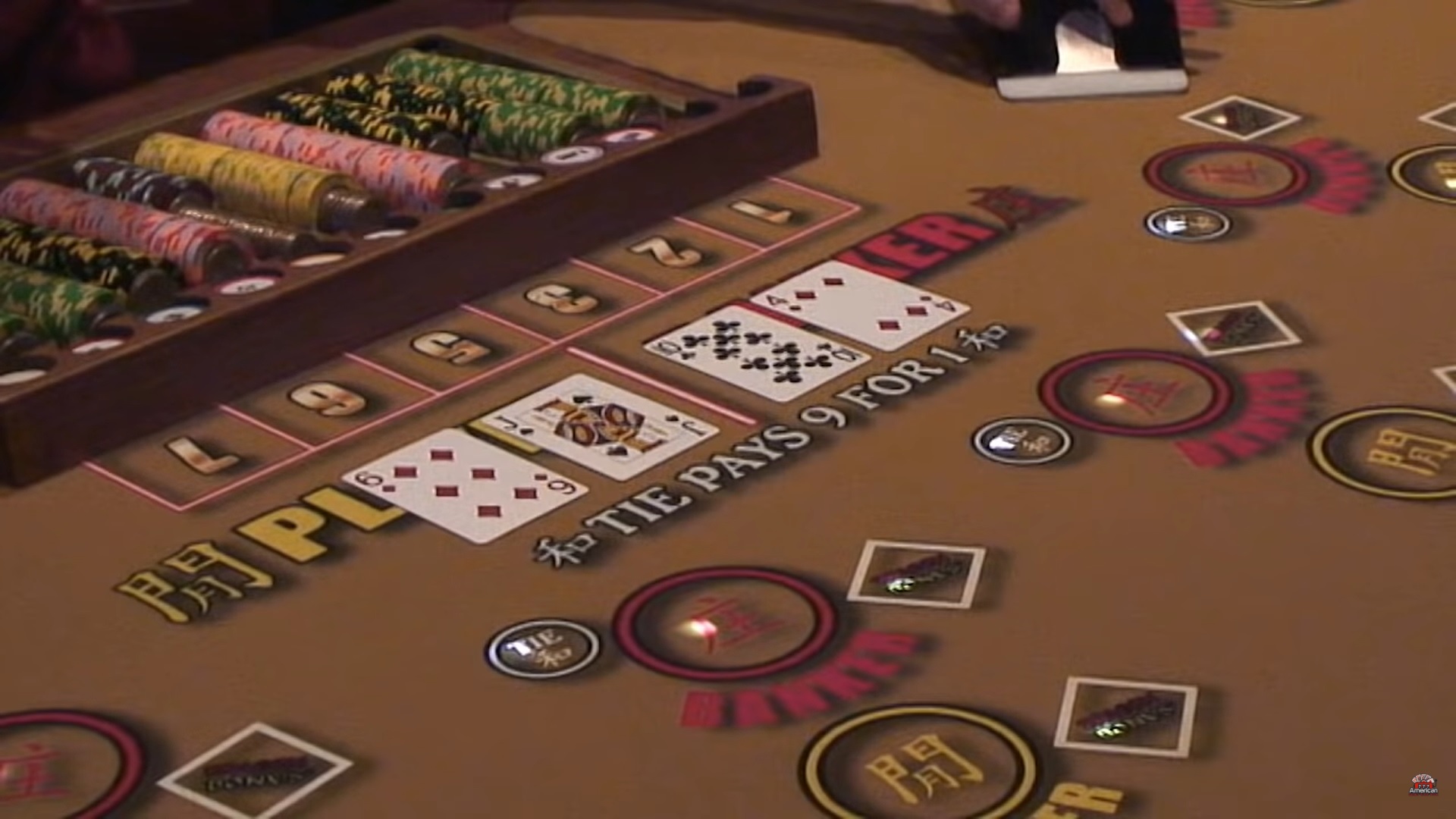 A game of punto banco baccarat at a land-based casino.