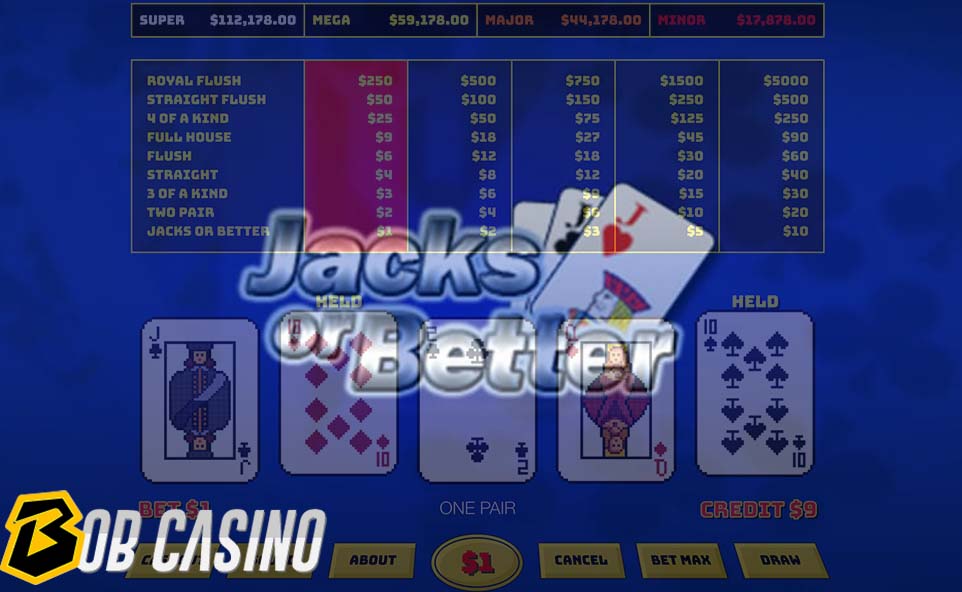 Jack or better poker video game