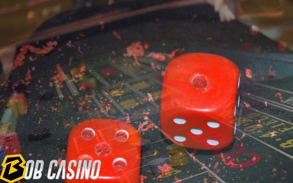 Loaded dice on casino table