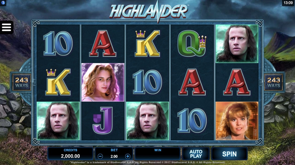 Highlander movie slot is at the top of the 5 best slot games based on movies.