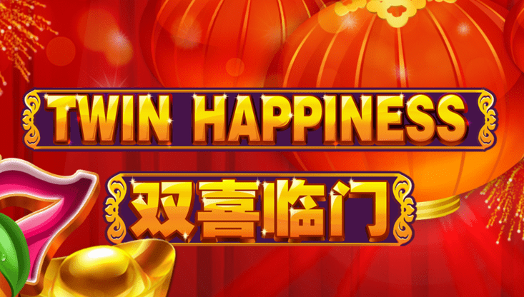 A Chinese-styled text on the logo of Twin Happiness slot.