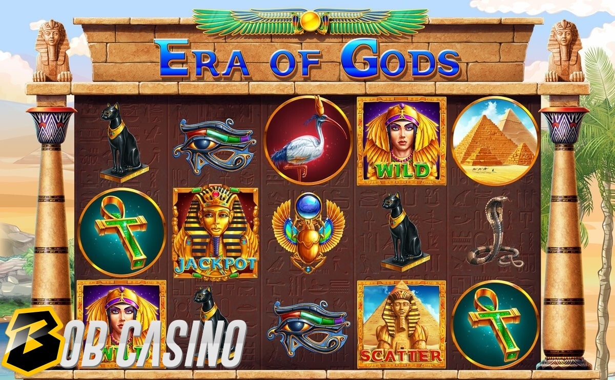 The reels and the logo of the new Era of Gods slot.