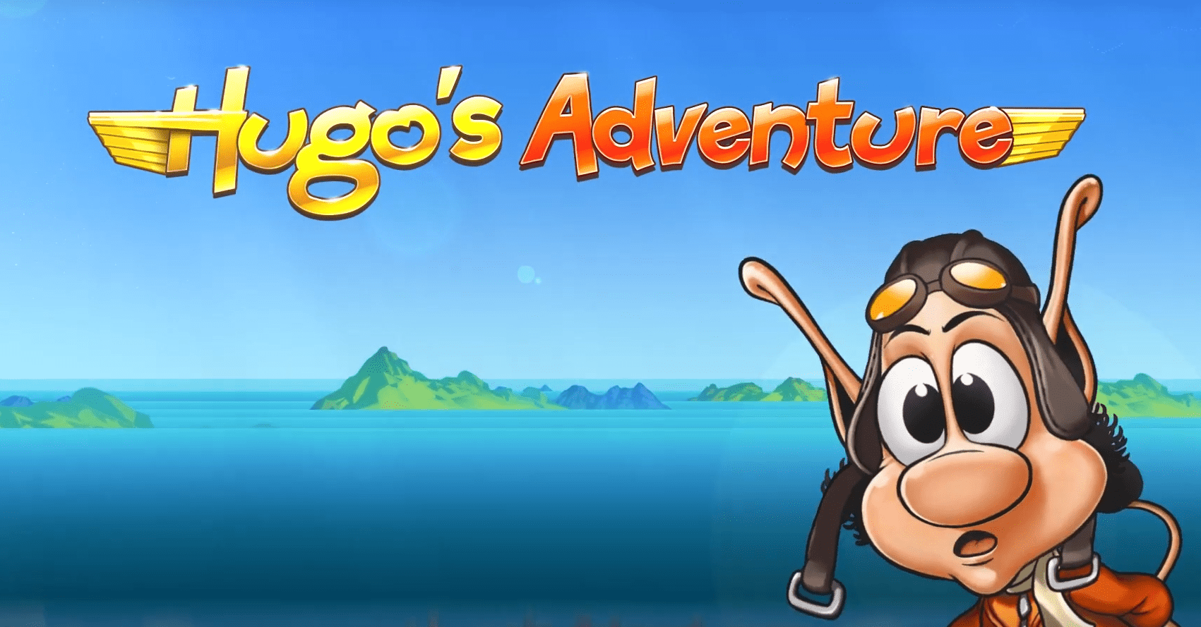 Main character Hugo in awe of Bob Casino's Hugo's Adventure slot review.