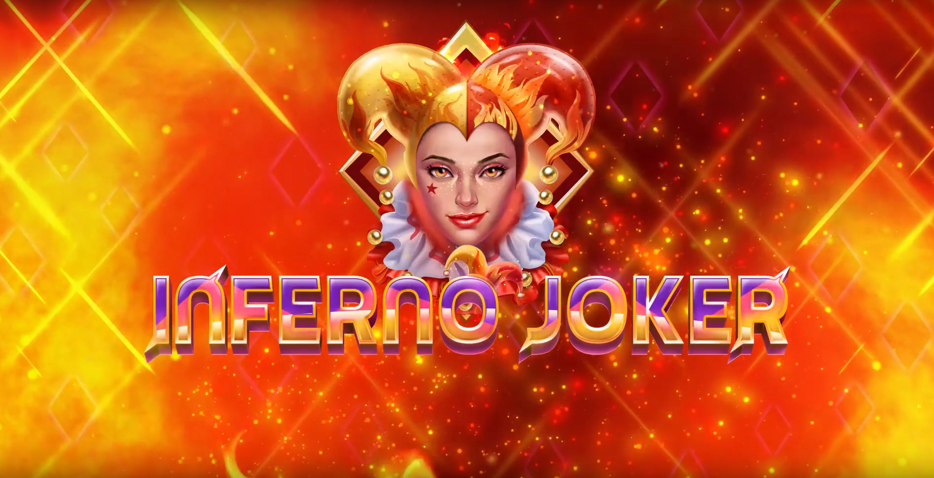 A cheeky female joker grinning over the Inferno Joker slot logo.