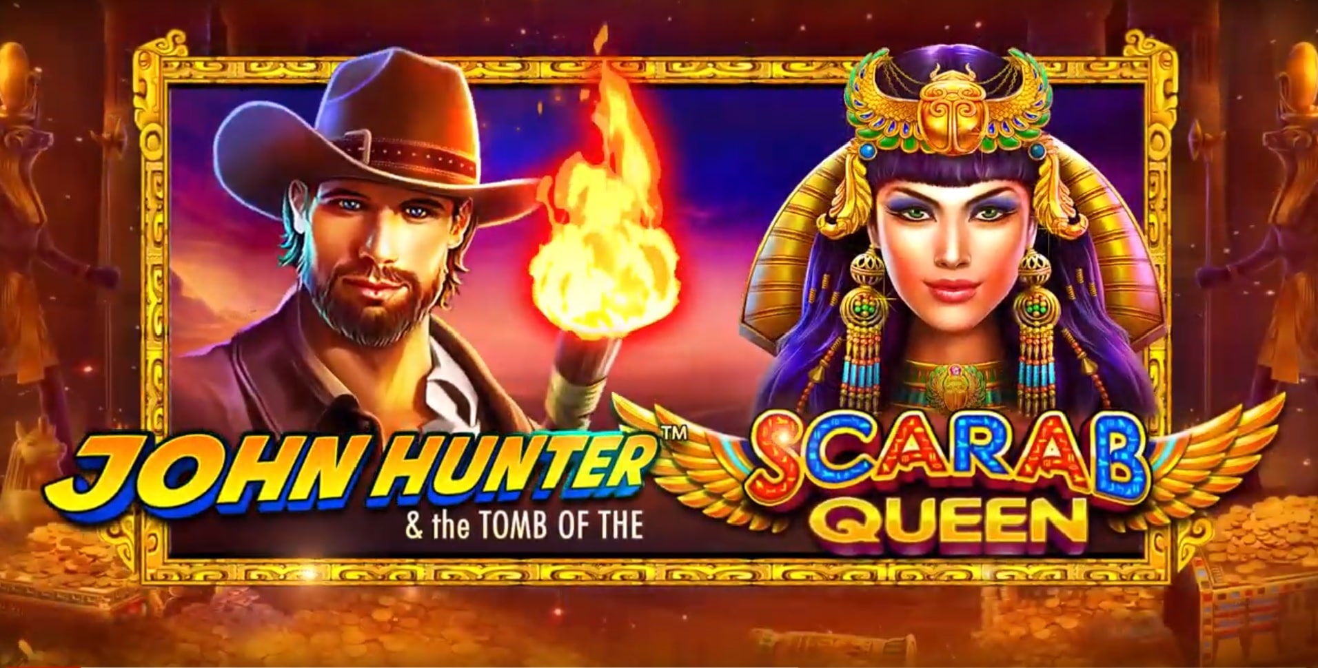 John Hunter and the Scarab Queen slot review logo.