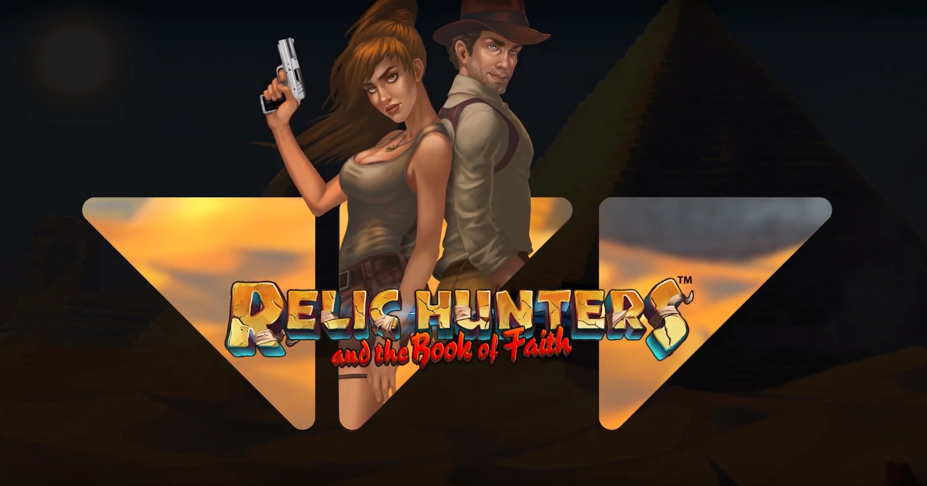 The main characters of the Relic Hunters and the Book of Faith slot from Wazdan.