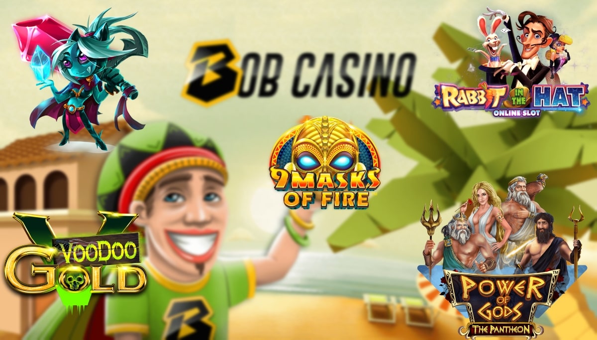 Bob standing with the logos of some of the top new slot game releases of October 2019.