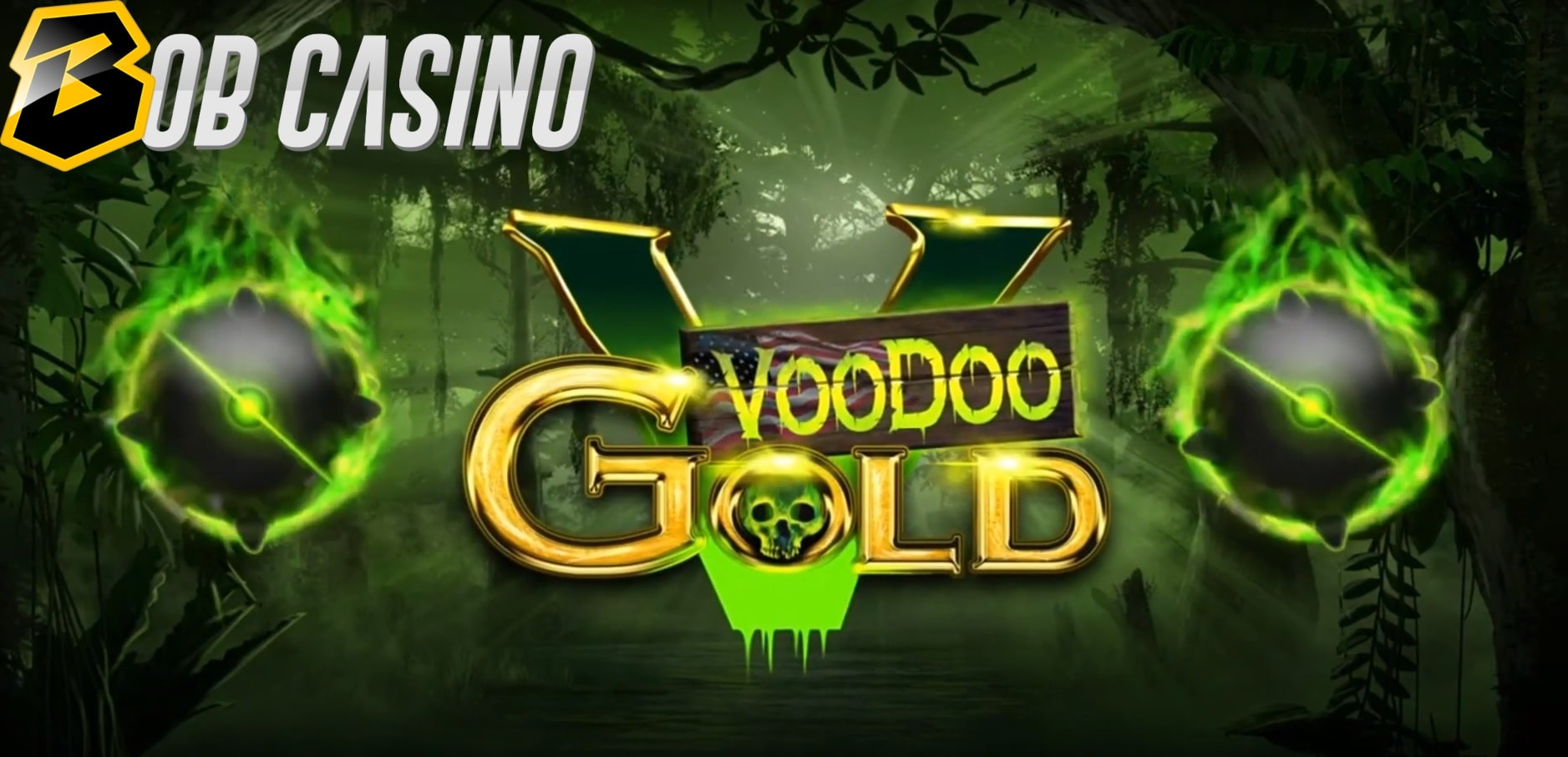 Voodoo Gold slot logo set in American swamp.