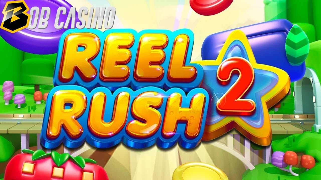 Reel Rush 2 slot logo, looking similar to Candy Crush: find out other similarities in our review.