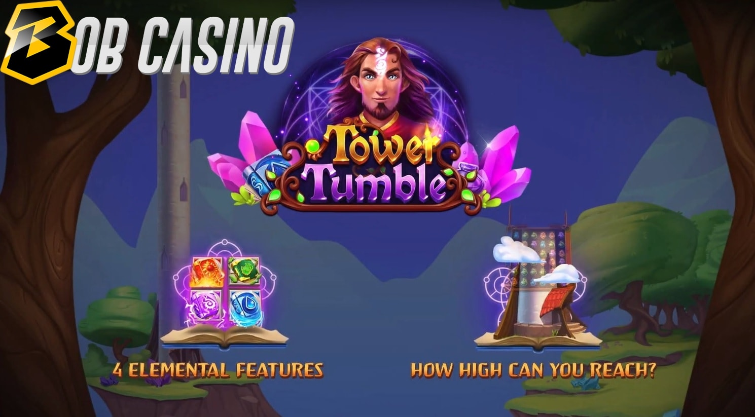 Tower Tumble slot loading screen with a logo of the game.