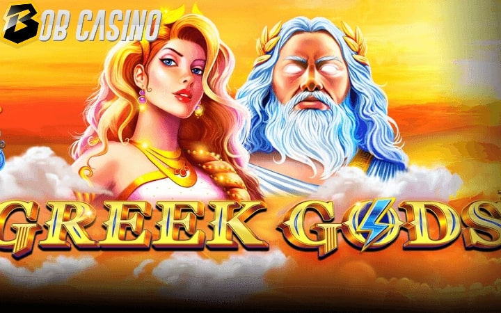 Zeus and Hera on the logo of the Greek Gods slot from Pragmatic Play.