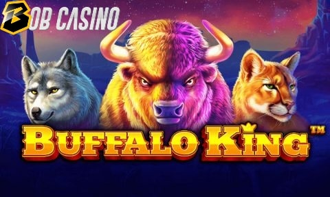 Wild prairie animals on the logo of Bufallo King slot, reviewed by Bob Casino.