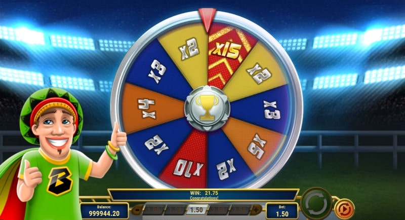 The Winner's Wheel in the bonus round of the Wildhound Derby greyhound racing gambling slot.