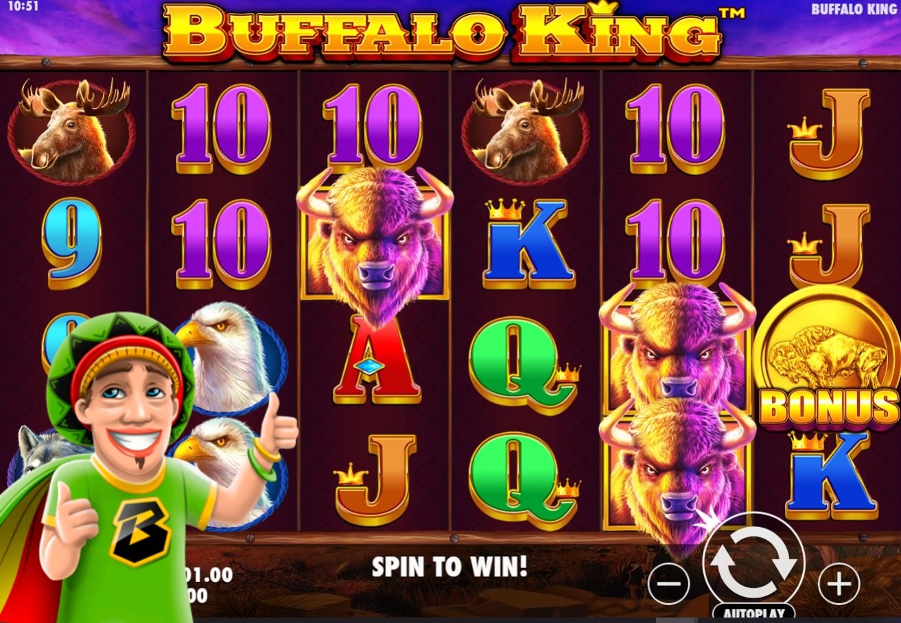 The reels of the Buffalo King slot game from Pragmatic.