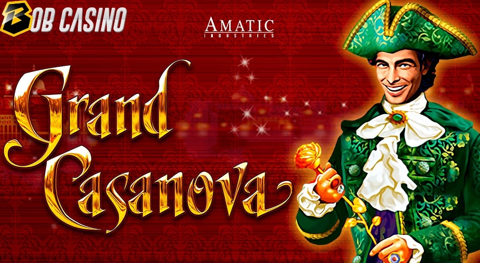 Casanova in a green suit featured in the Grand Casanova slot review.