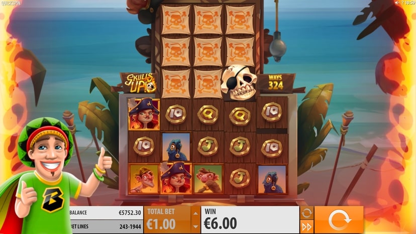 A screenshot of the reels in Skulls Up slot.