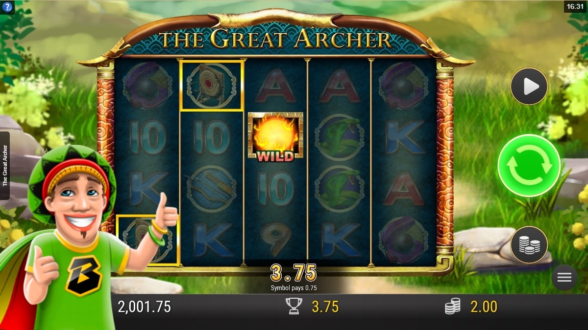 The Great Archer slot reels from Quickfire and D-Tech.