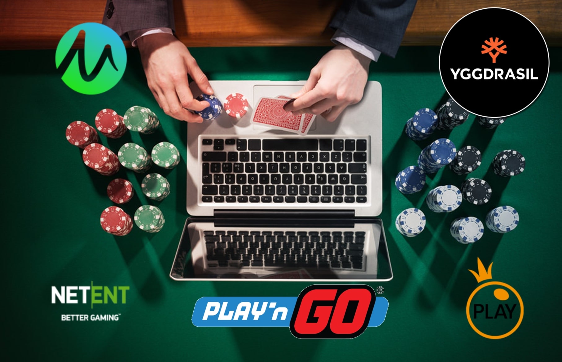 A man playing online casino games made by the top 5 slot game providers of 2019.