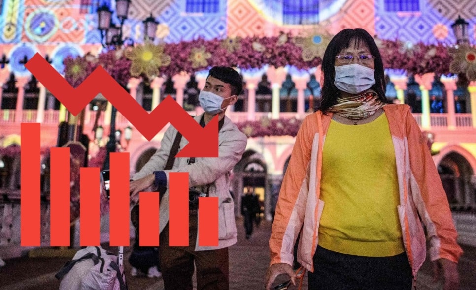 Rare Macau casinos visitors wearing face masks due to coronavirus threat.