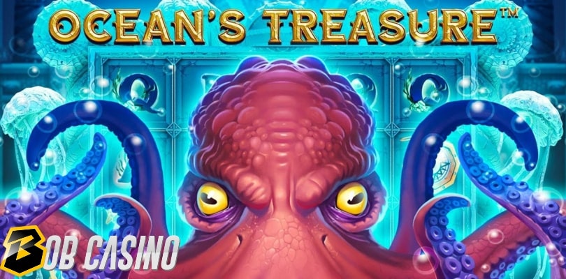 A giant Kraken on the logo of the Ocean's Treasure slot.