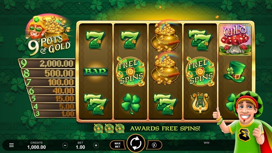 Mobile version of 9 Pots of Gold slot released for St. Patrick's Day.