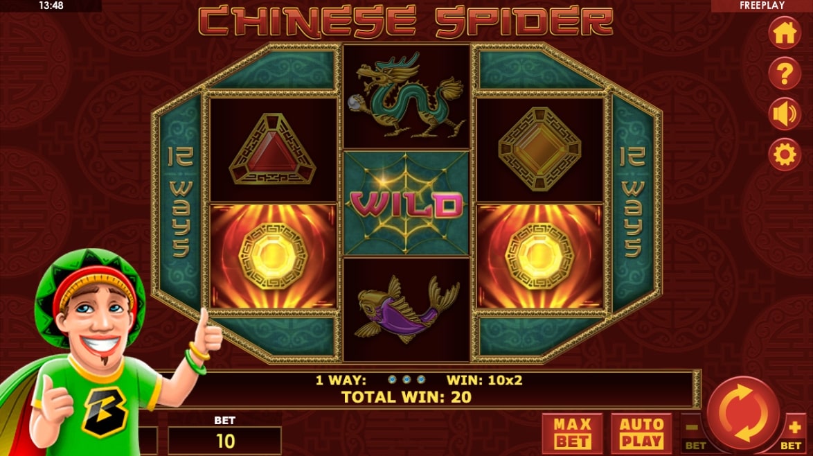 Free to play Chinese Spider slot screen on mobile.