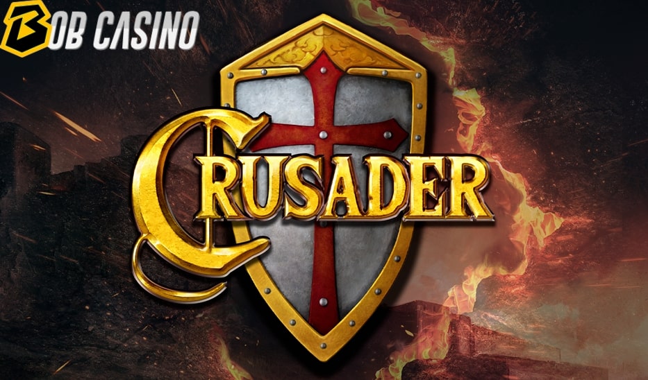 Crusader slot logo from ELK Studios in a Bob Casino review.