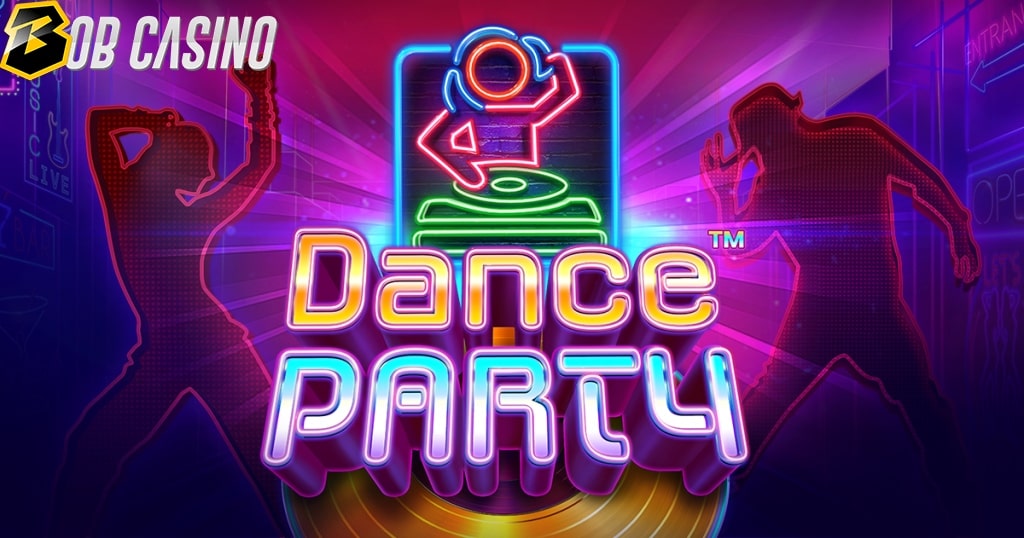 Dance Party slot logo in a review from Bob Casino.