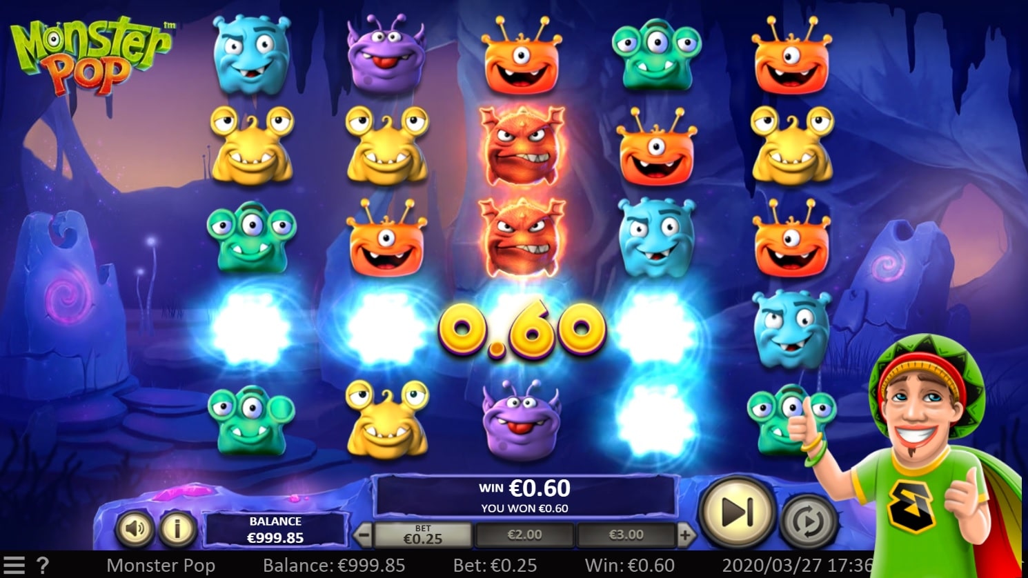 Monster Pop slot free demo for mobile and desktop.