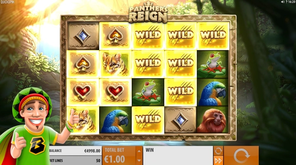 Reels of the mobile Panther's Reign slot available for free.