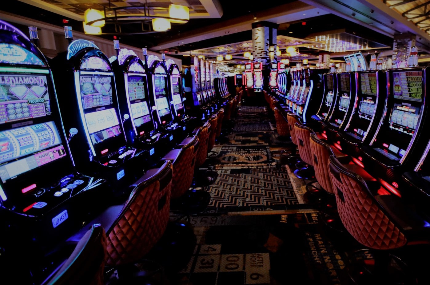 Rows of slot machines in US casinos where they have started to malfunction.