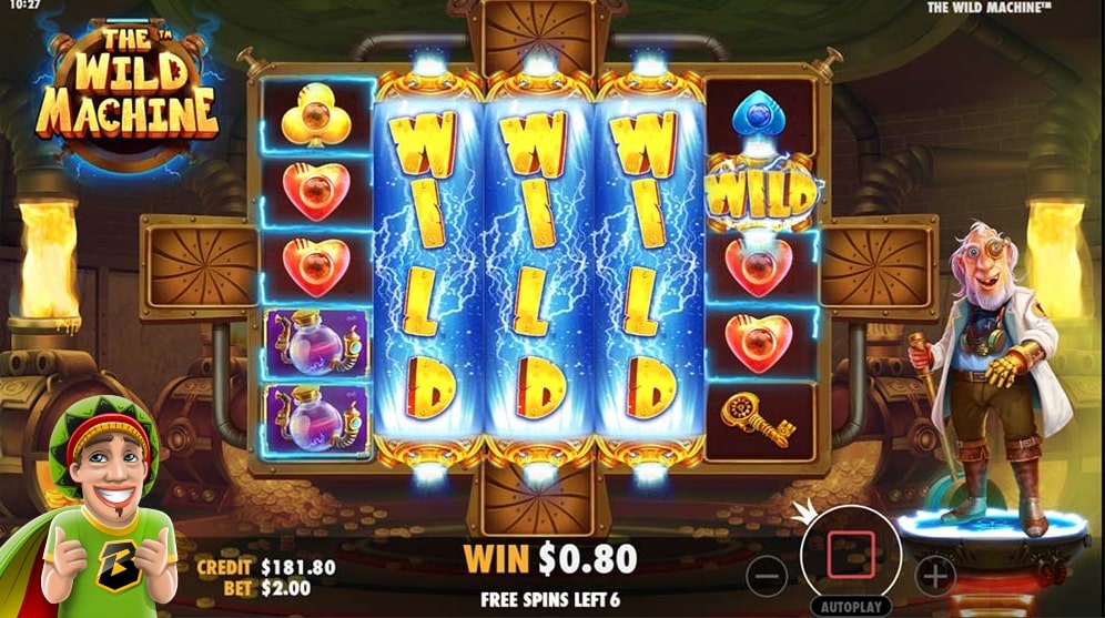 The reels of the Wild Machine slot available to play for free.