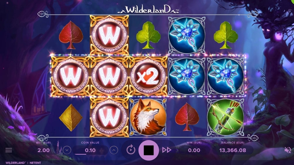 Wilderland slot reels in a free demo version on mobile.