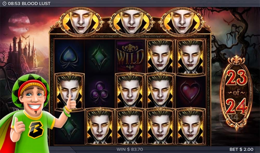 Screen of Blood Lust slot free demo on mobile.