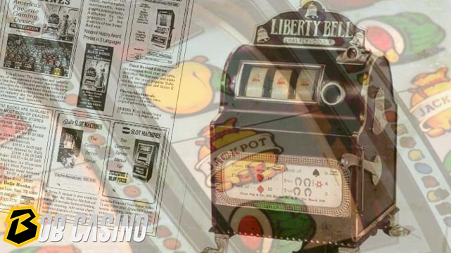 Vintage Liberty bell slot machine and modern slot symbols