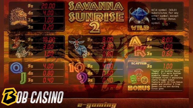 Multiplier symbols in savanna sunrise 2 slot.