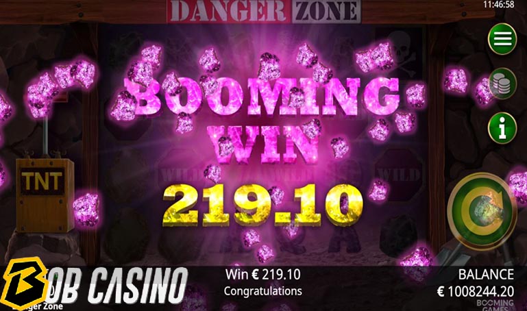 Bonus Round in Danger zone slot on bob casino