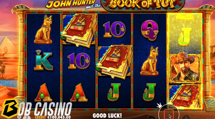 Bonus round in the John Hunter & the Book of Tut slot on Bob casino