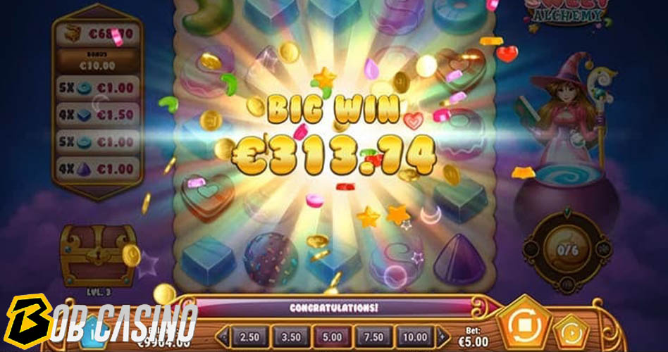 Big win in Sweet Alchemy Bingo slot on Bob Casino