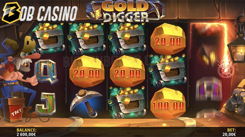 Bonus round in Gold Digger Slot on Bob Casino