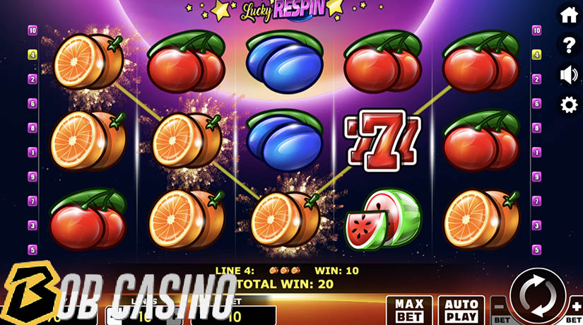 Bonus round in Lucky respin slot on Bob casino