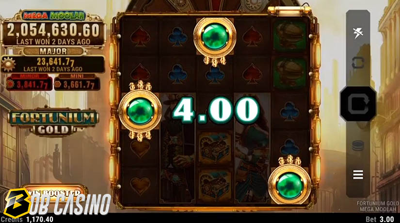 Bonus Round in the Fortunium Gold Mega Moolah Slot