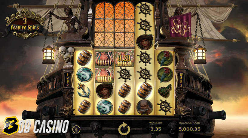 3 free spins and wild symbols in Rage of Seas Slot