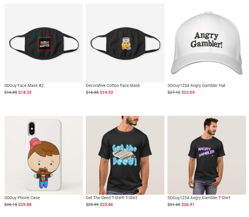 SDGuy1234 merch store that adds to his overall net worth.