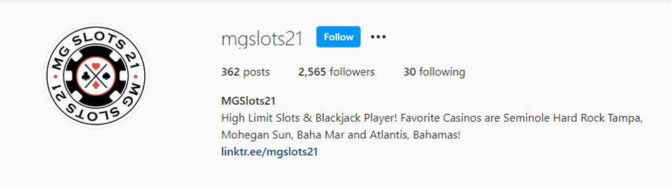 MGSlots 21 Instagram Profile