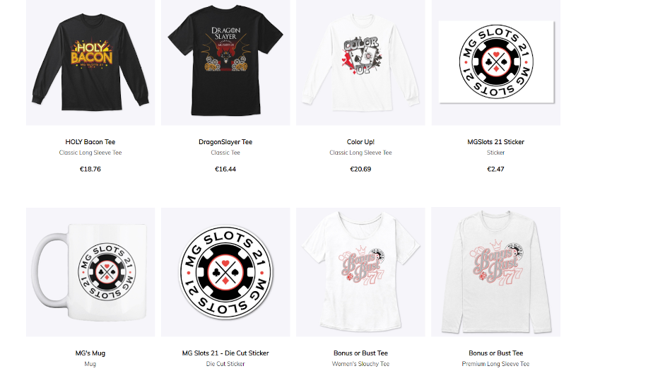 MGSlots 21 merch store.