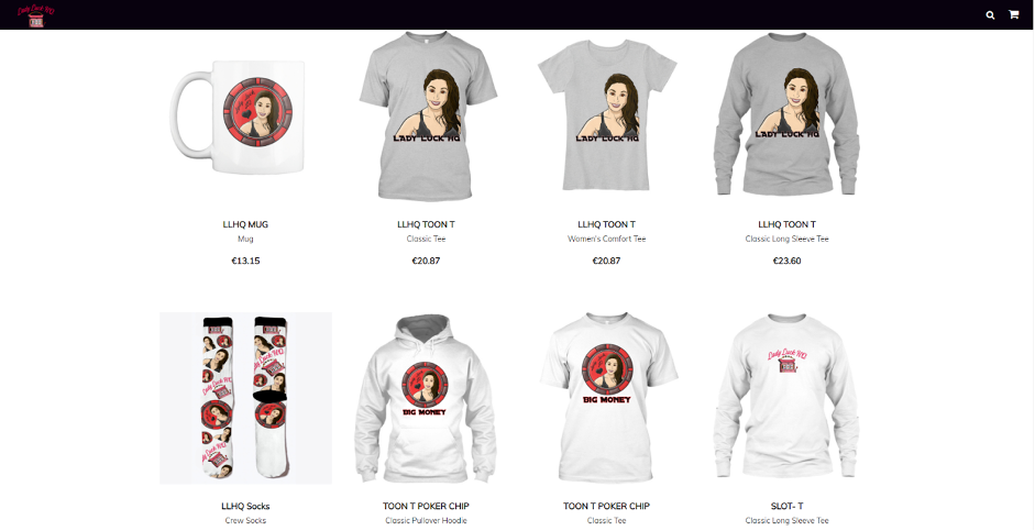 Lady Luck HQ merch on TeeSpring