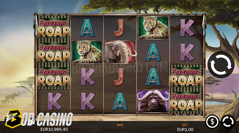 Savanna Roar slot reels and symbols.